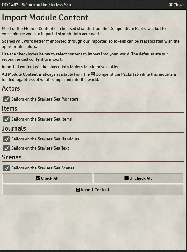 Adventure Import Select