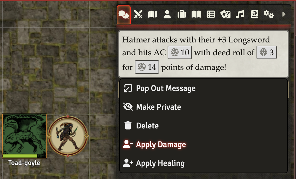 Apply Damage Context Menu