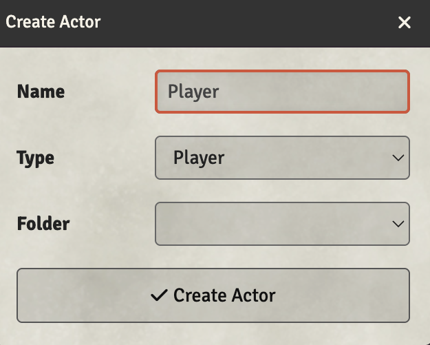 Create New Actor