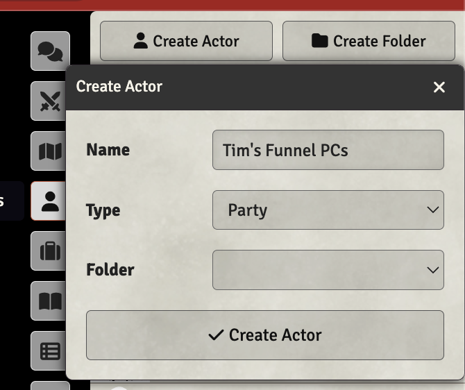Party Actor Create
